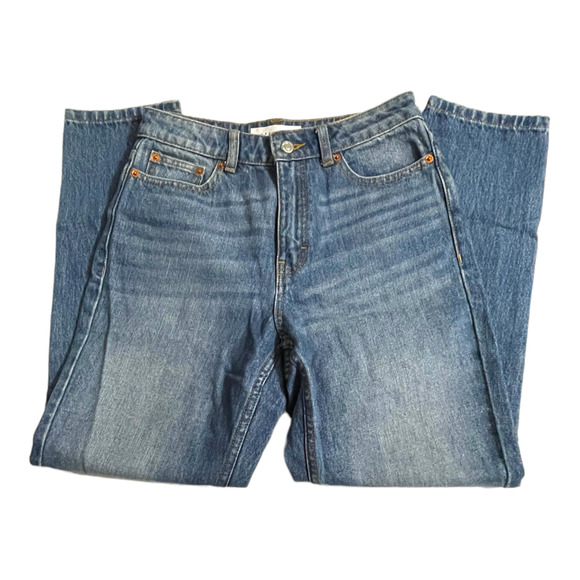 Topshop Womens Jeans Size 26 Mom Tapered High Wasit Denim Blue Jeans Medium Wash - Picture 3 of 8